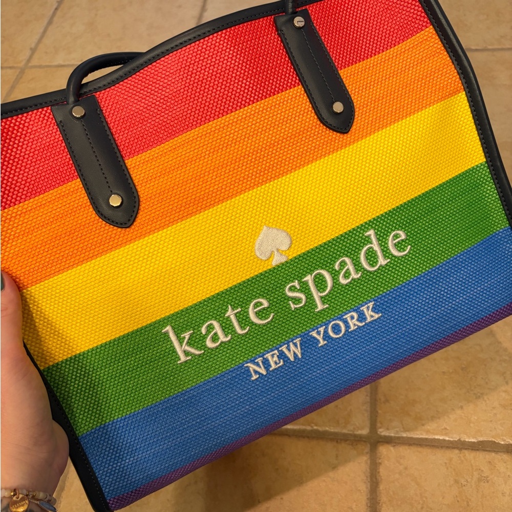 kate spade Rainbow Stripe Tote - Red Orange Yellow Green Blue Purple